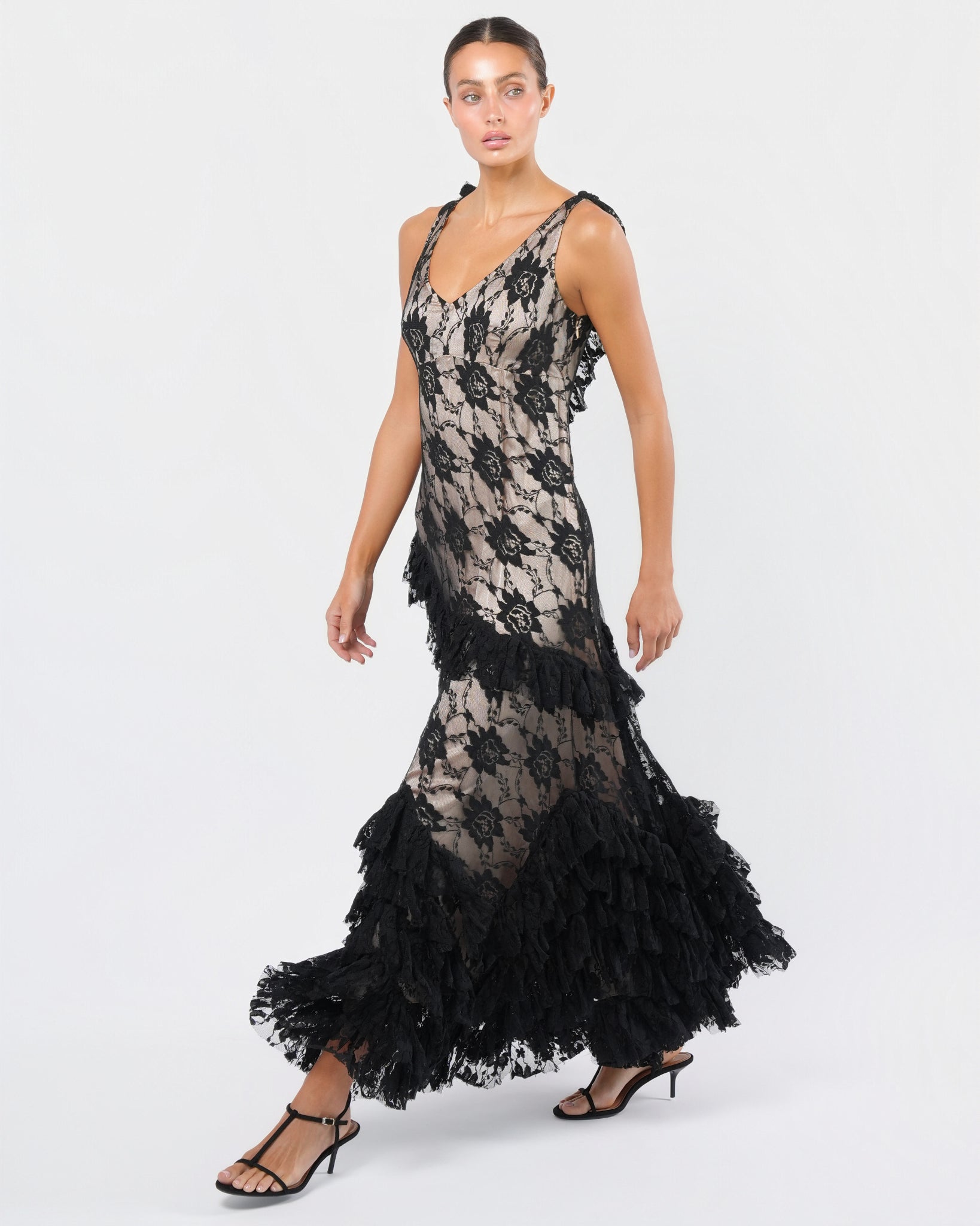 lace spanish dress Spanish Red Long Flamenco Corset Dress 44