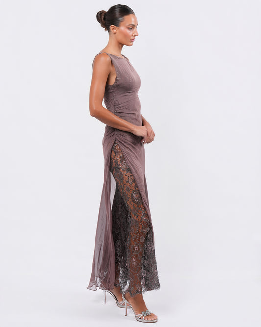 FW 1997 Runway Gown With Lace Underlayer