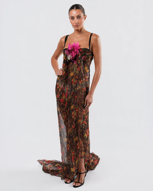 SS 2000 Floral Gown With Train