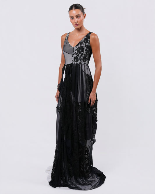 SS 1992 Draped Lace Gown