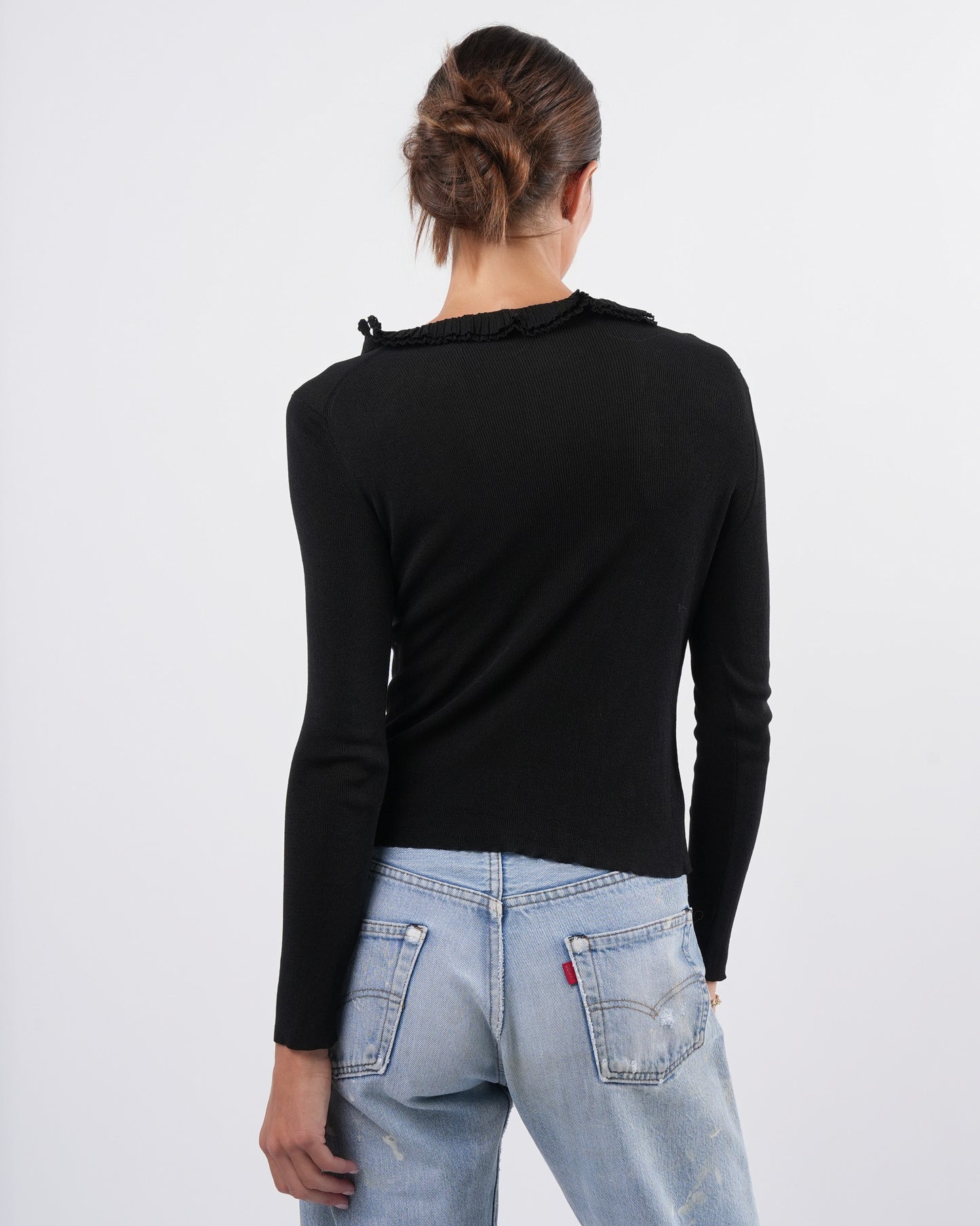 Tom Ford Era Black Silk Long Sleeve Top