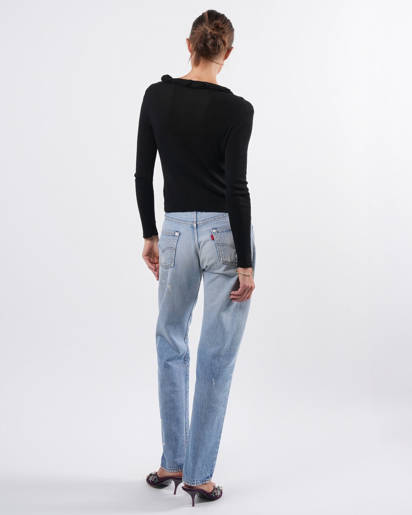 Tom Ford Era Black Silk Long Sleeve Top