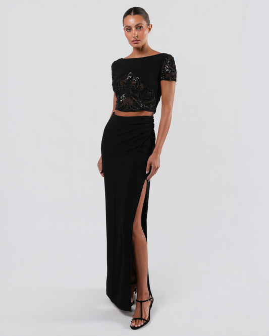 FW 1996 Embellished Runway Top And Skirt Set