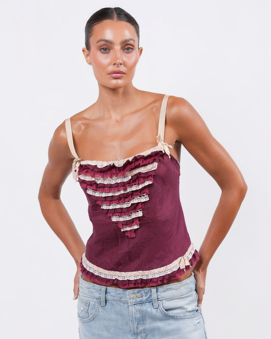 Burgundy Ruffle Top