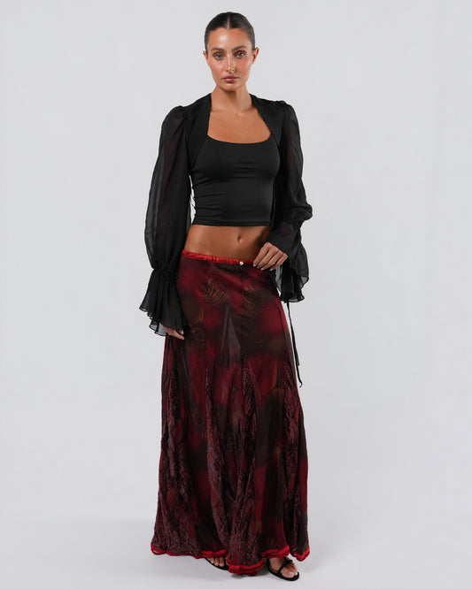 Silk Maxi Skirt With Pearl Detail