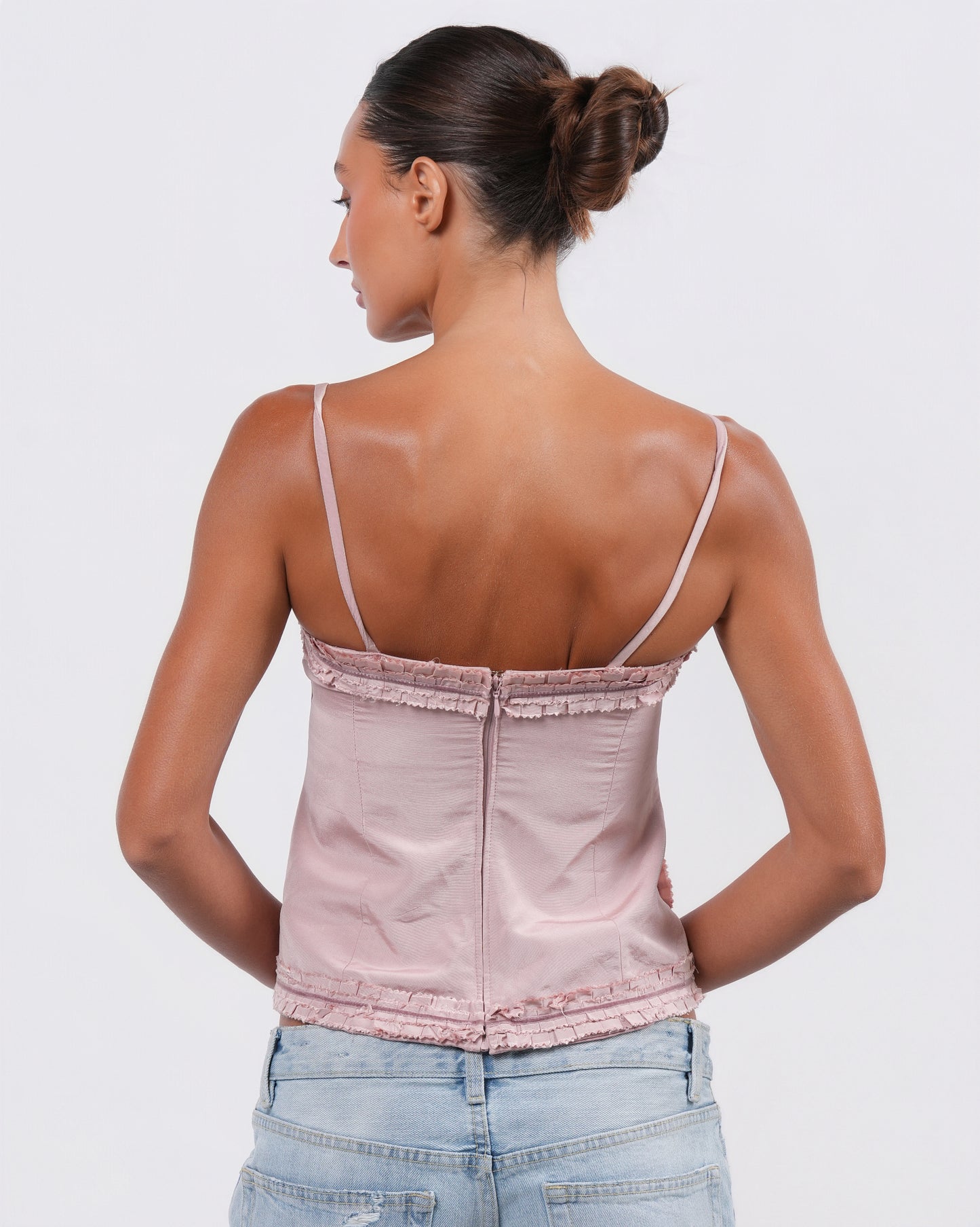 Ruffle Detail Silk Bustier