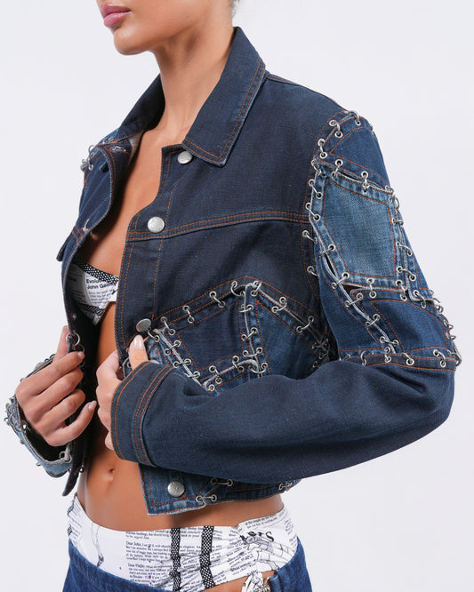 1990s JPG Jeans Pierced Denim Jacket