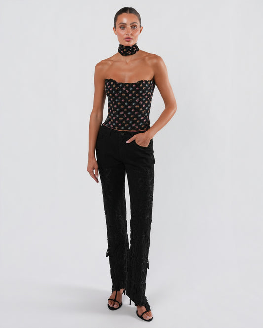 Black Jeans With Silk Inlay