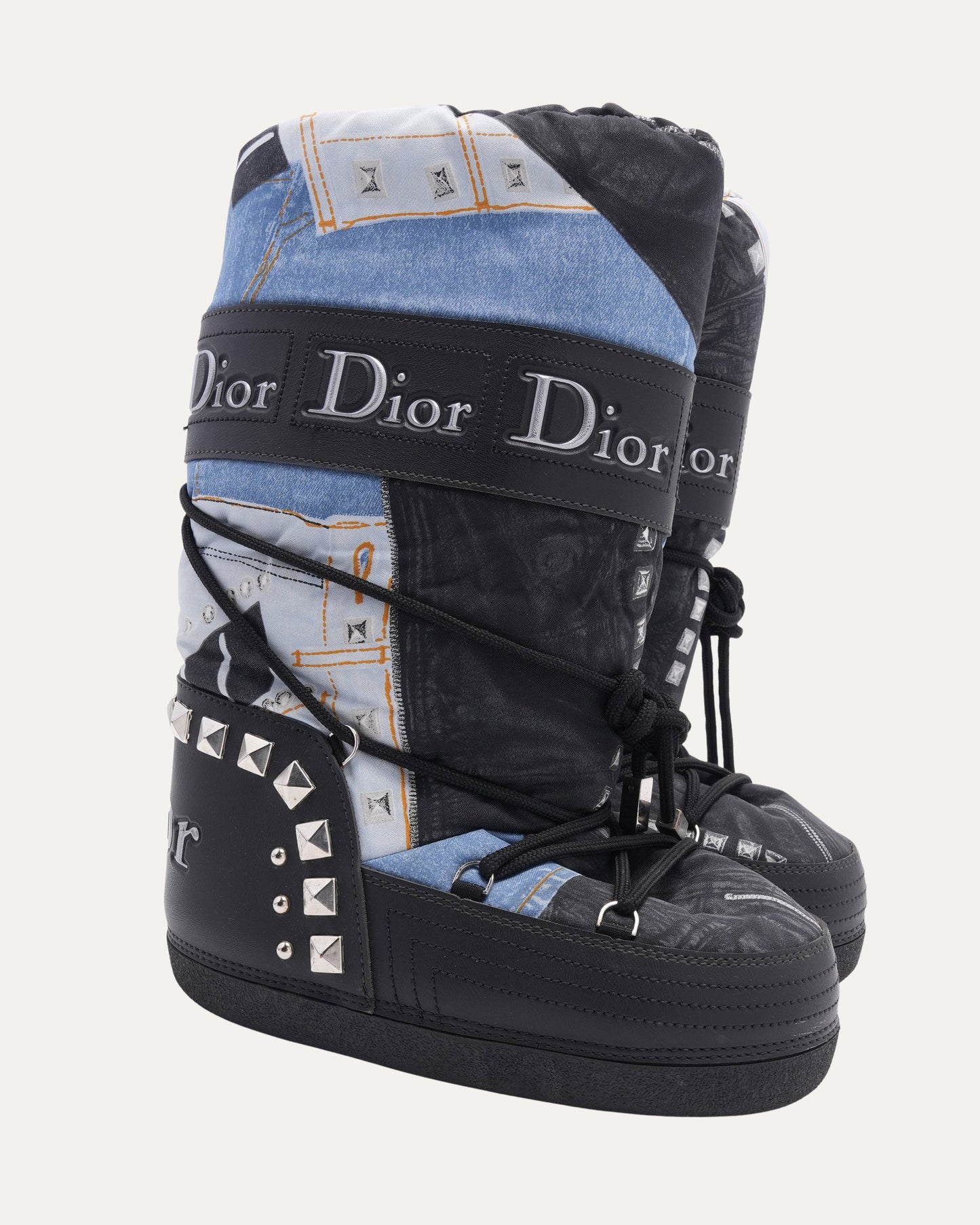 Galliano Era Trompe L'oeil "Denim" Snow Boots