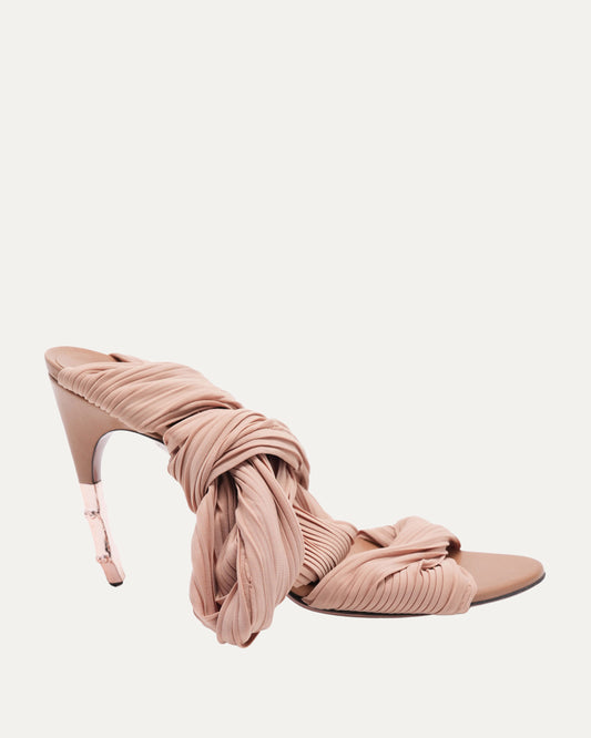 SS 2004 Plisse Stretch Satin Bamboo Heel Shoes