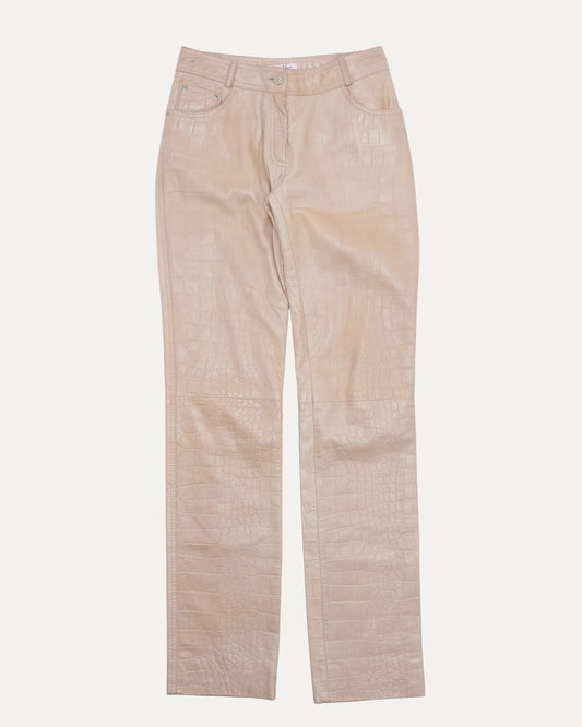 Crocodile-Effect Leather Pants