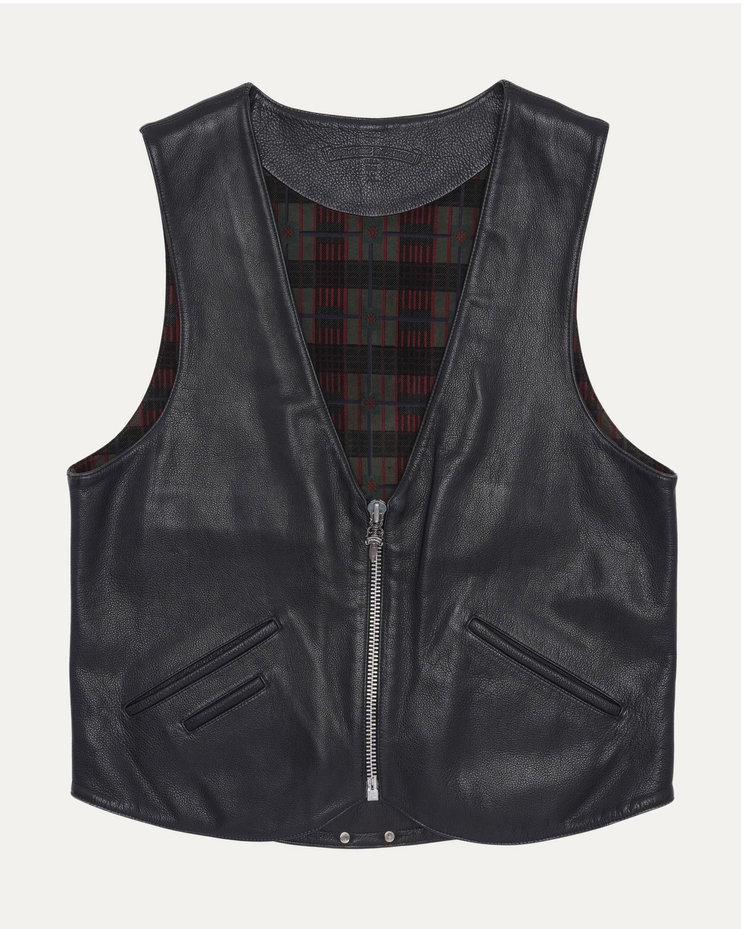 Silver Embellished Plus Cross Patch Leather Vest