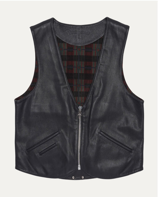 Silver Embellished Plus Cross Patch Leather Vest
