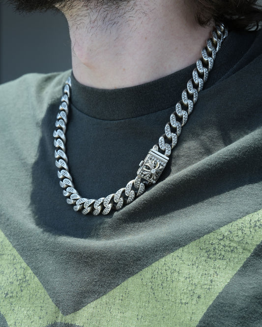 Diamond and Silver Cuban Link Necklace