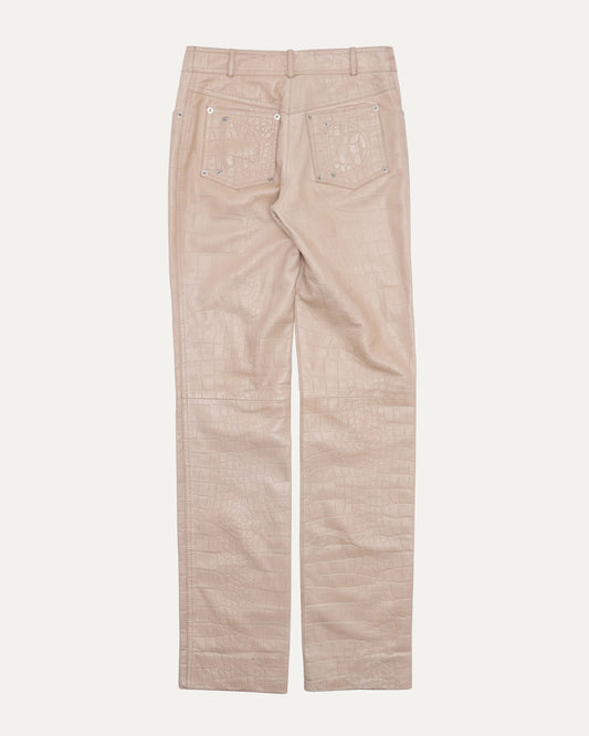 Crocodile-Effect Leather Pants