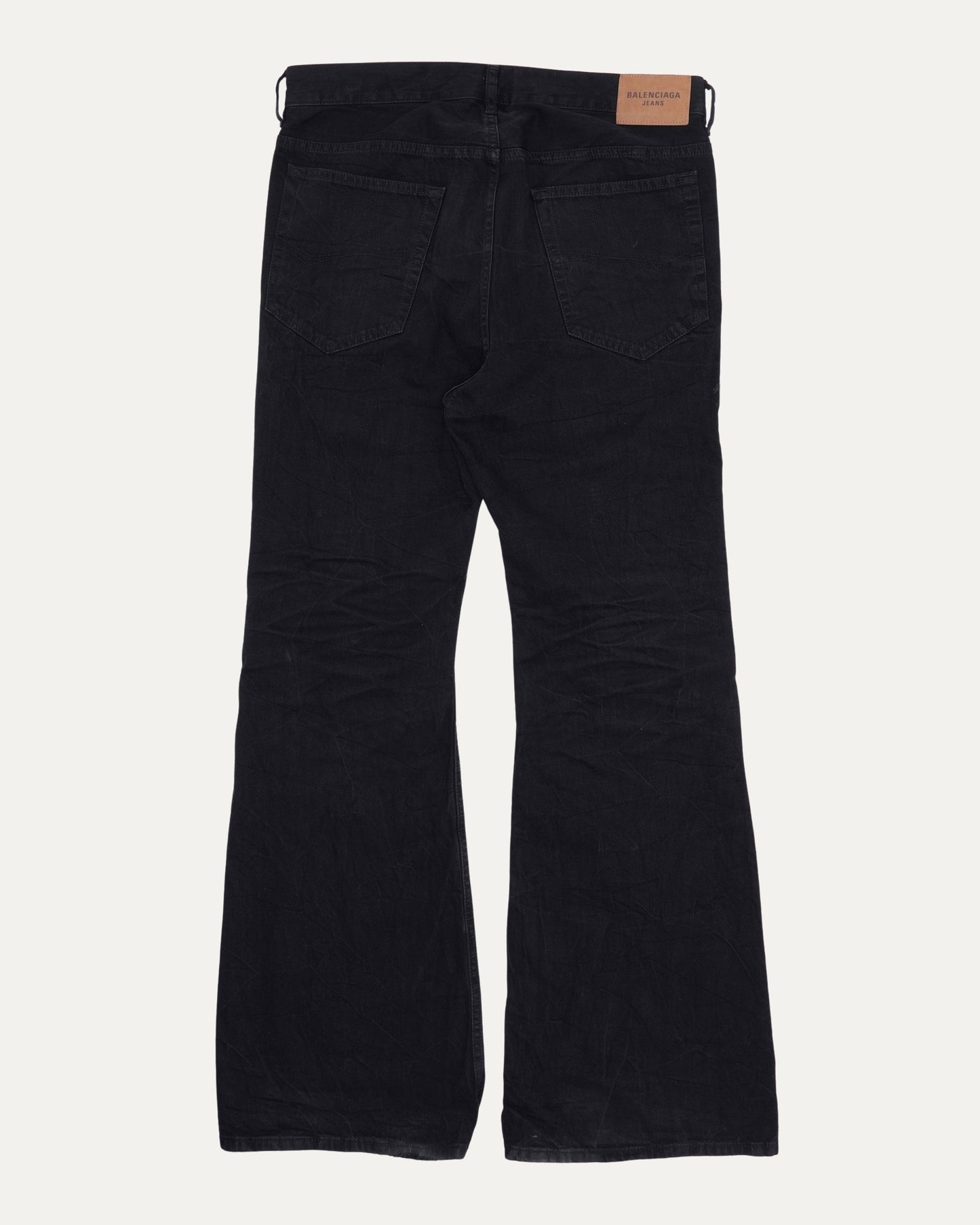 Wrinkle Effect Flare Jeans