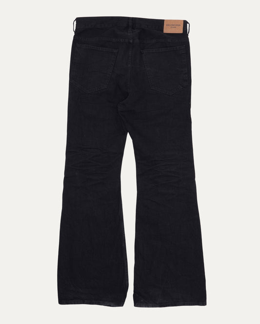 Wrinkle Effect Flare Jeans