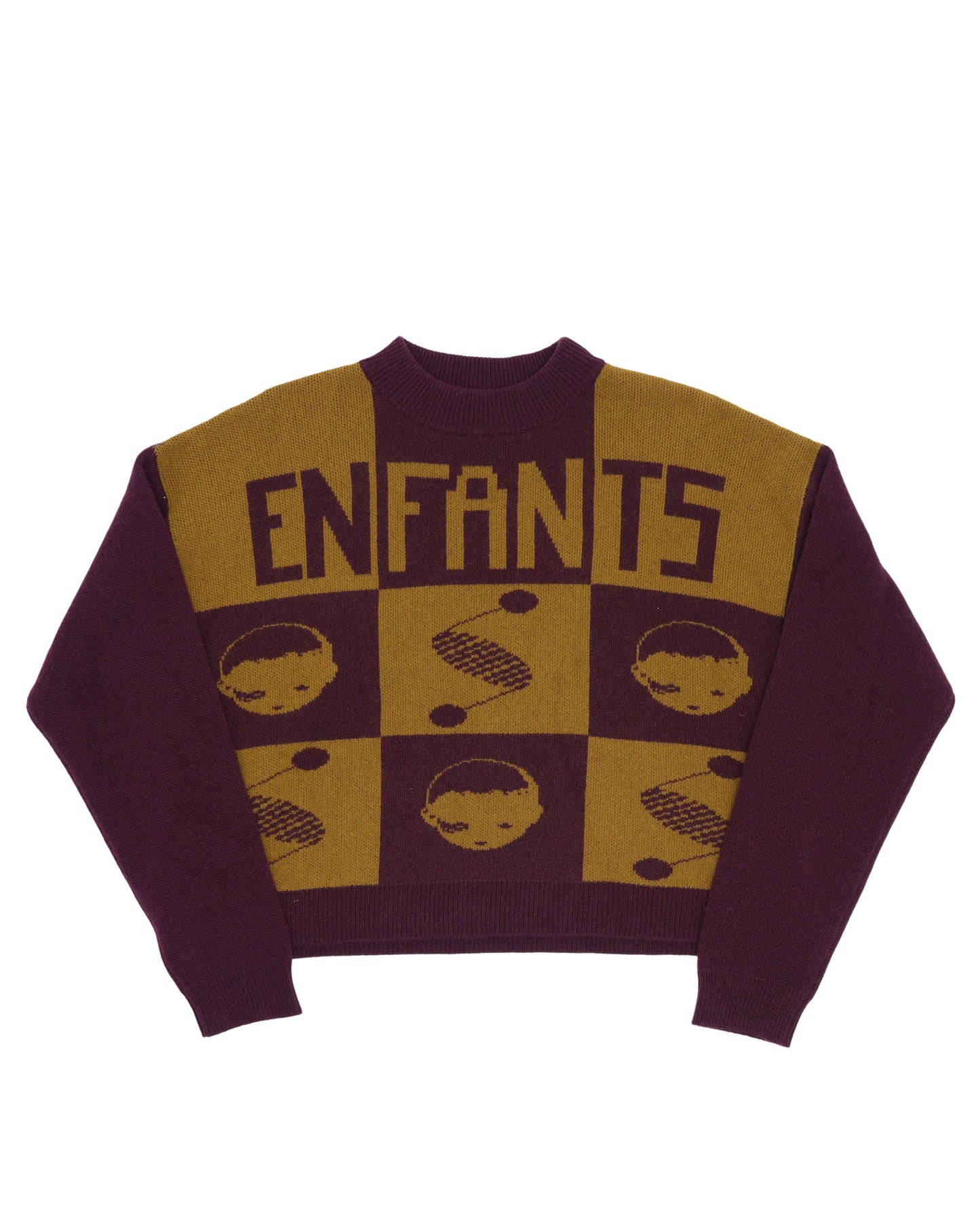 Wool-Cashmere Blend Check Sweater