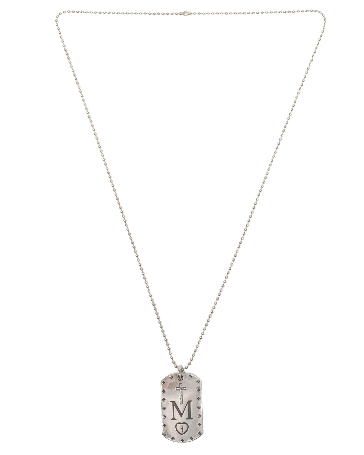 Diamond Mapplethorpe Dog Tag Pendant with Chain