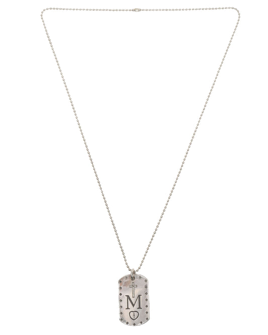Diamond Mapplethorpe Dog Tag Pendant with Chain