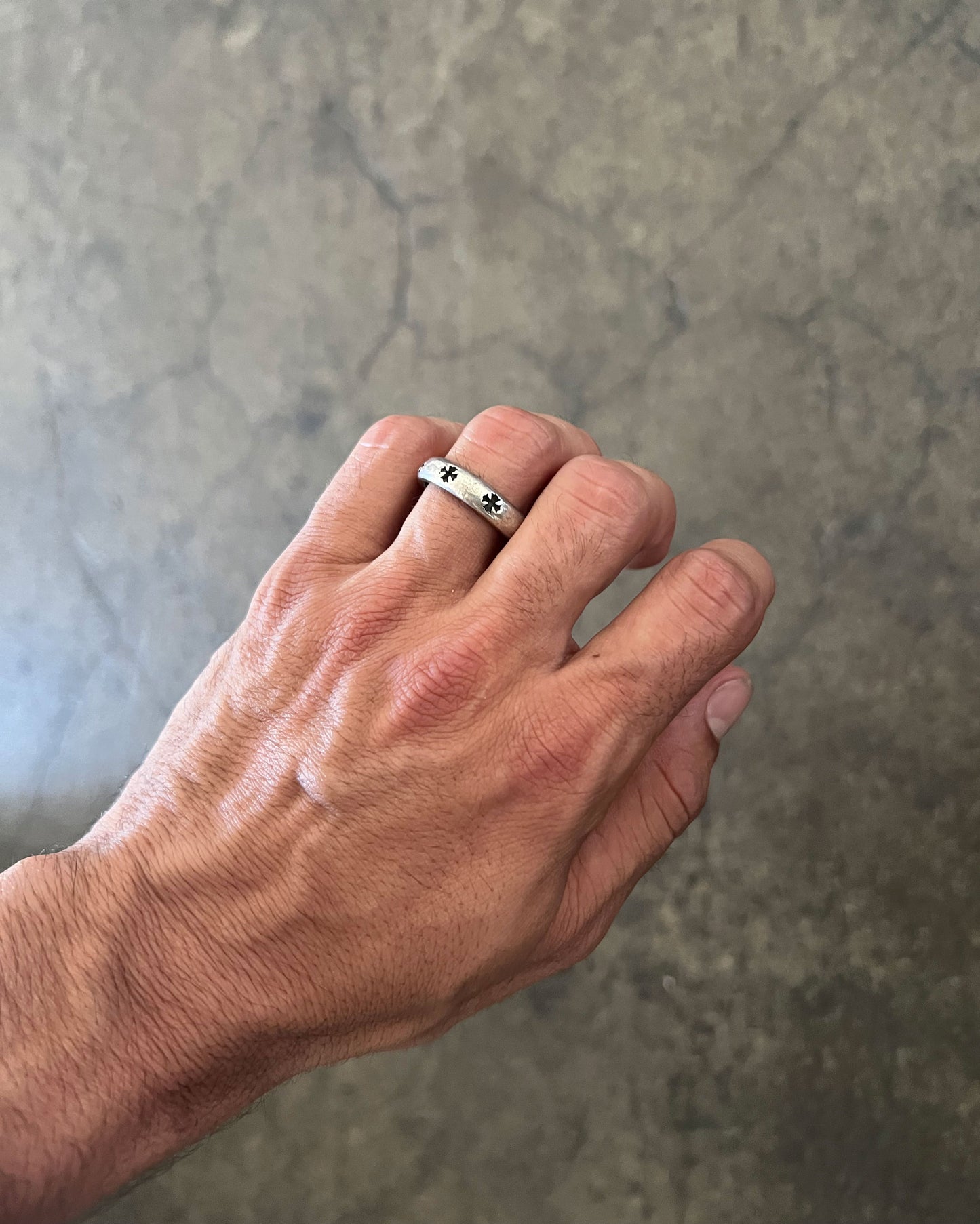Silver Plus Cross Band Ring