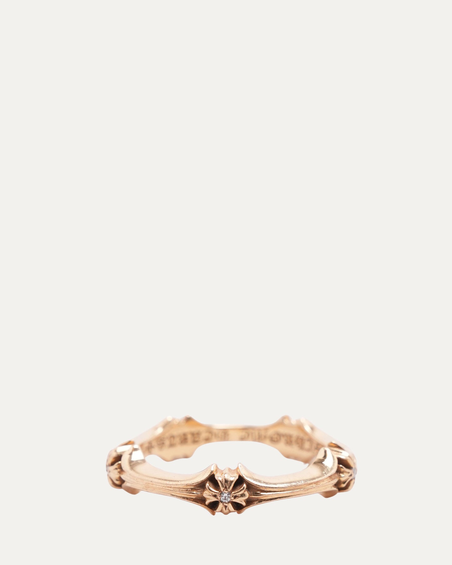 Diamond and Gold Cross Bone Ring