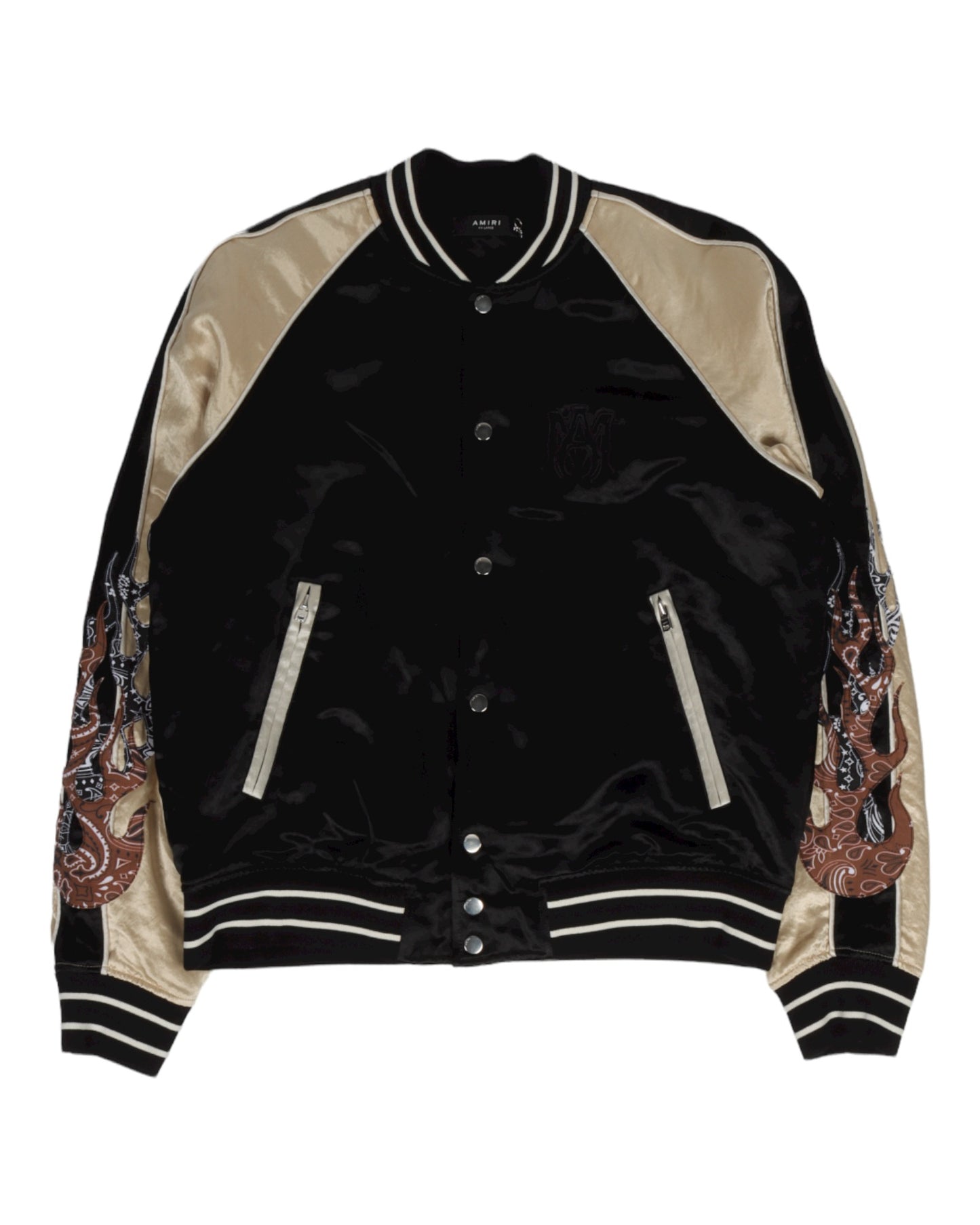 Black Satin Flame Souvenir Jacket