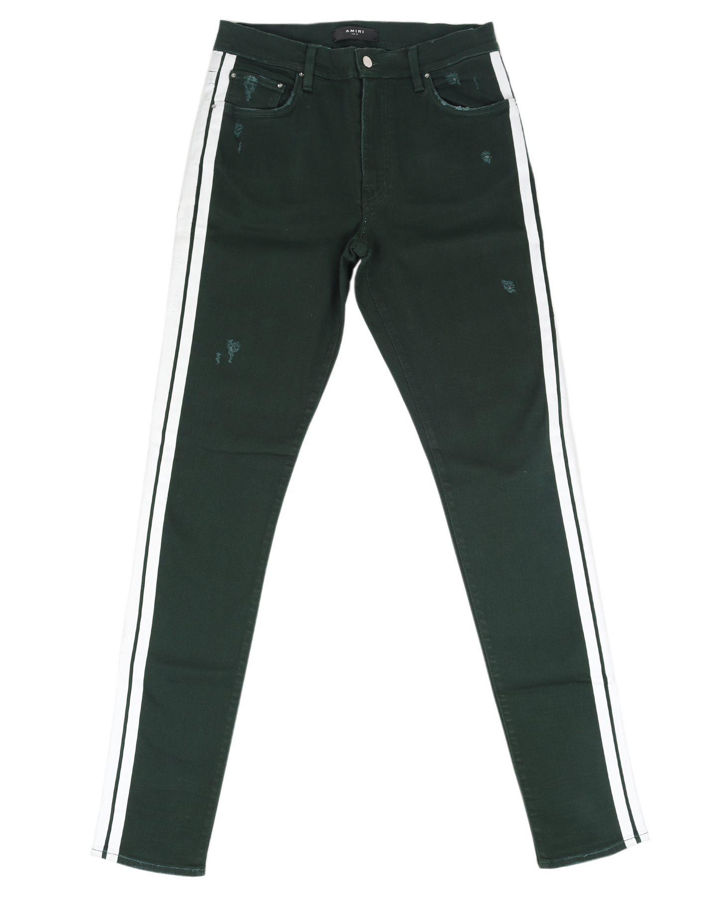 Green Denim White Stripes