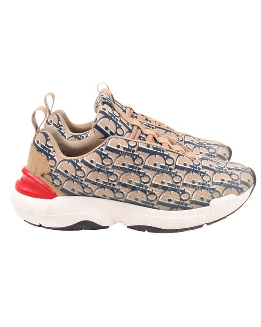 Beige Oblique 'B24' Sneakers With Cannage Motif