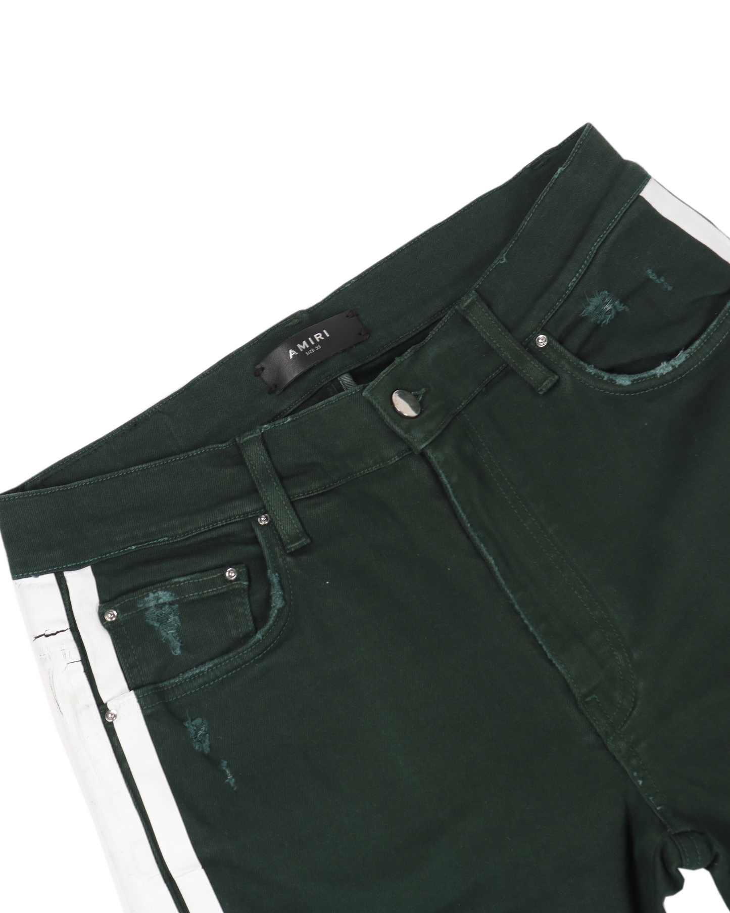 Green Denim White Stripes
