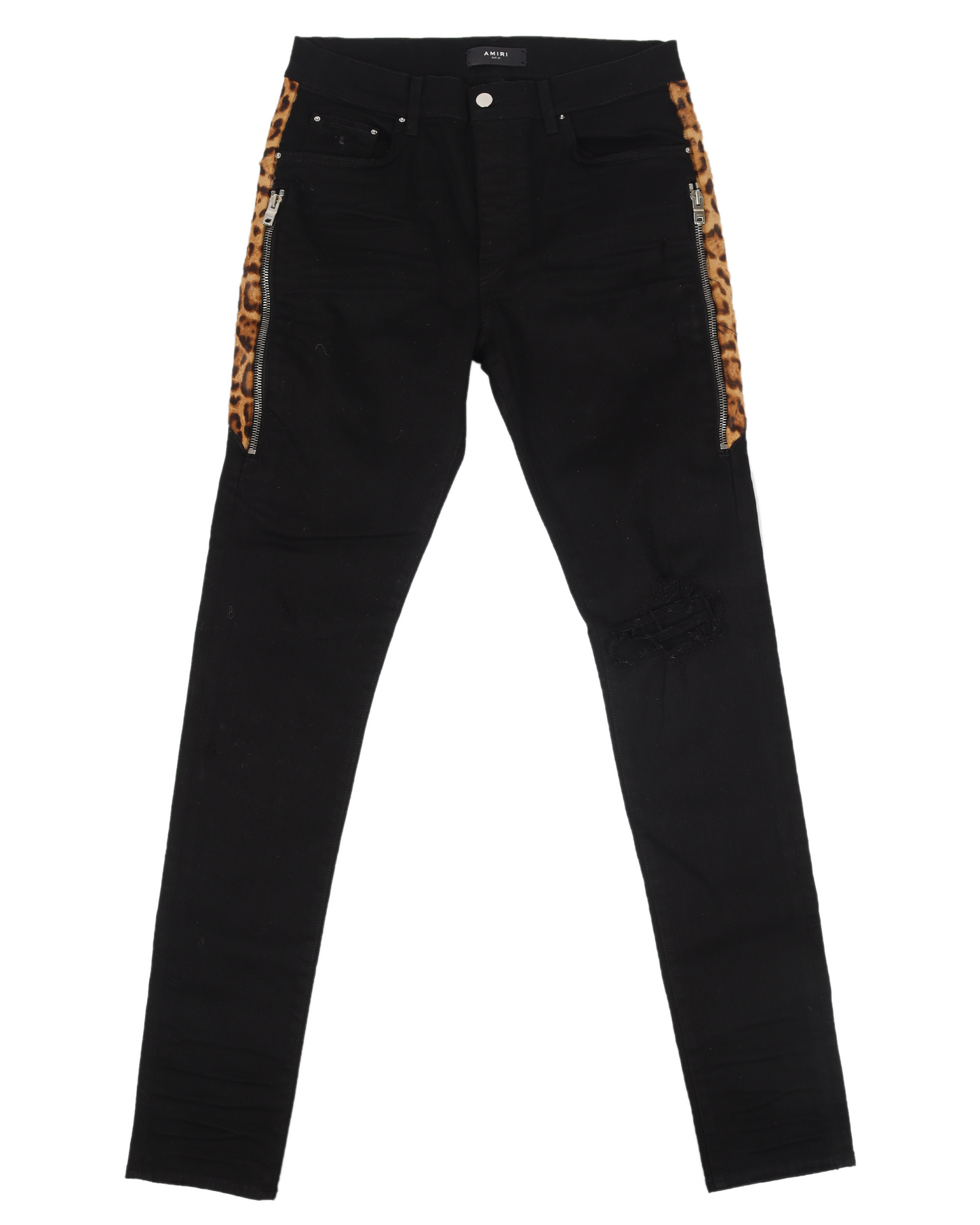 Black Denim/Leopard Print