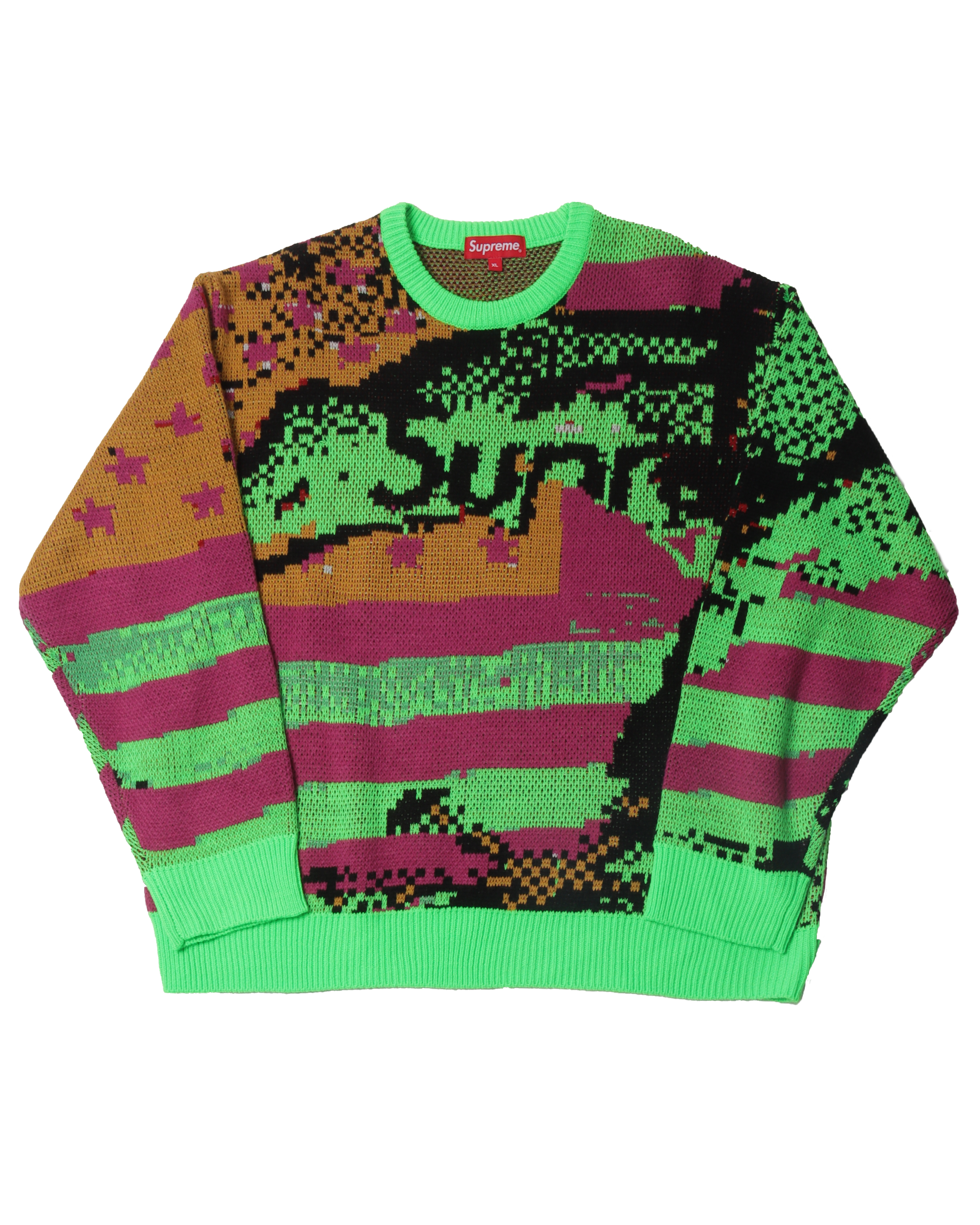 Supreme Digital Flag Sweater Green L