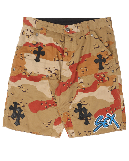 Sex Records Tan Camo Carpenter Shorts