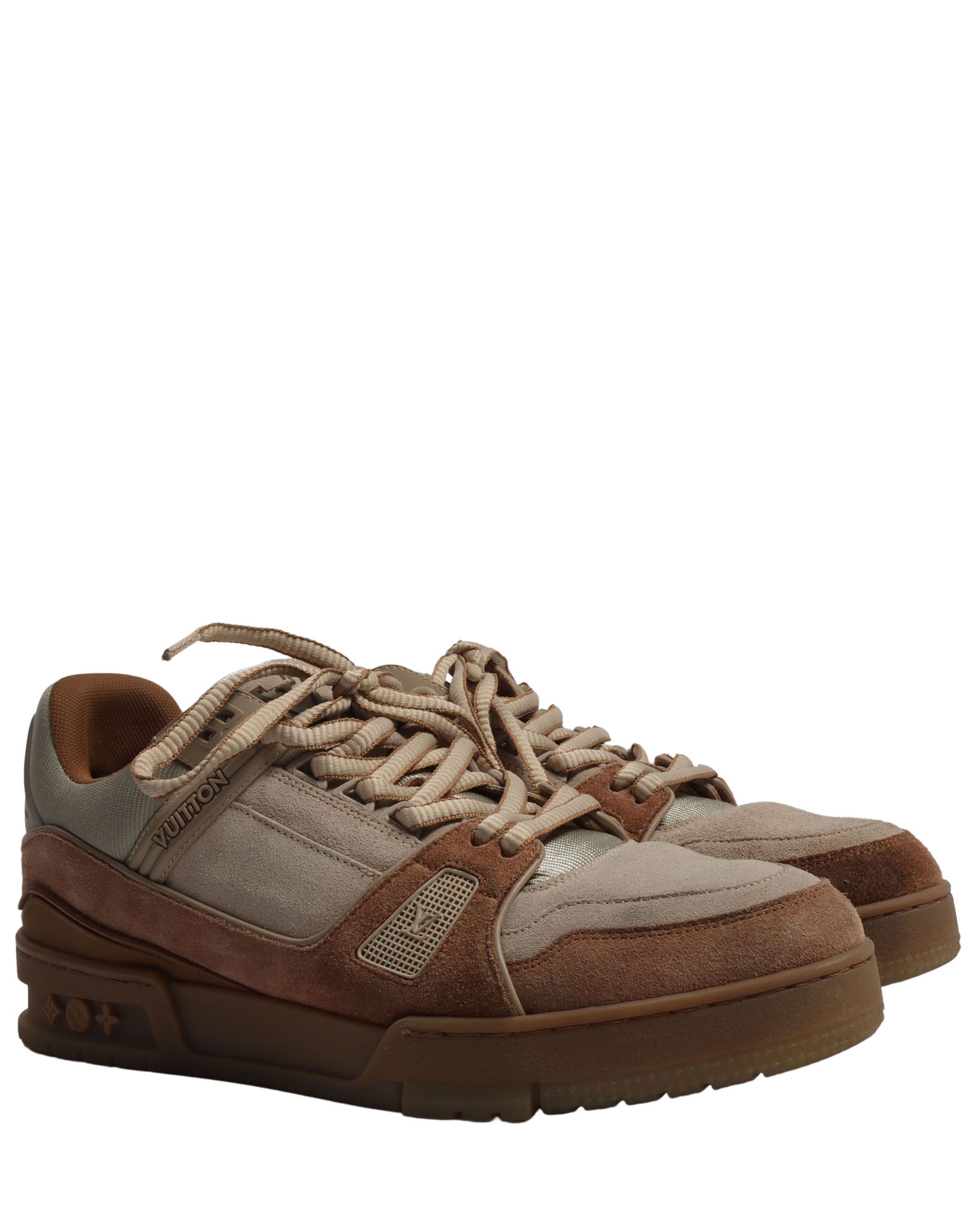 Pre-owned Lv Trainer Cloth Low Trainers In Brown