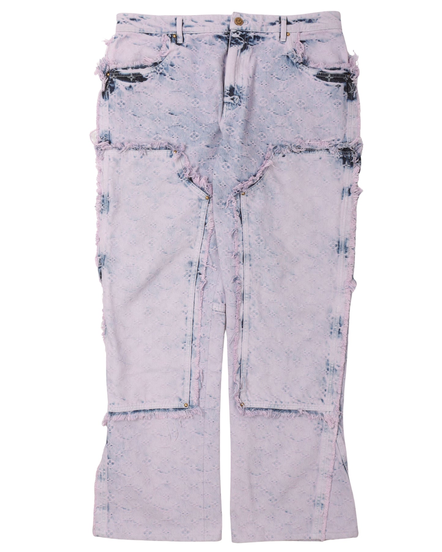 Frayed Monogram Double Knee Carpenter Pants