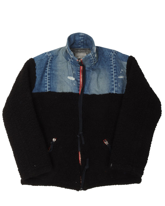 Denim Black Sherpa Hi-Tech Zip Jacket