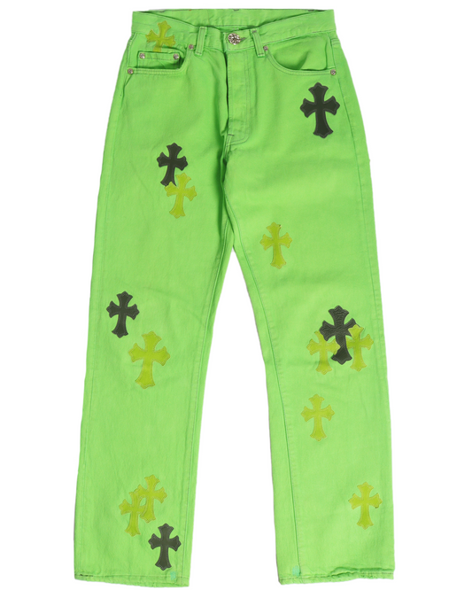 Levi's Cross Patch Denim Sex Records Neon Green
