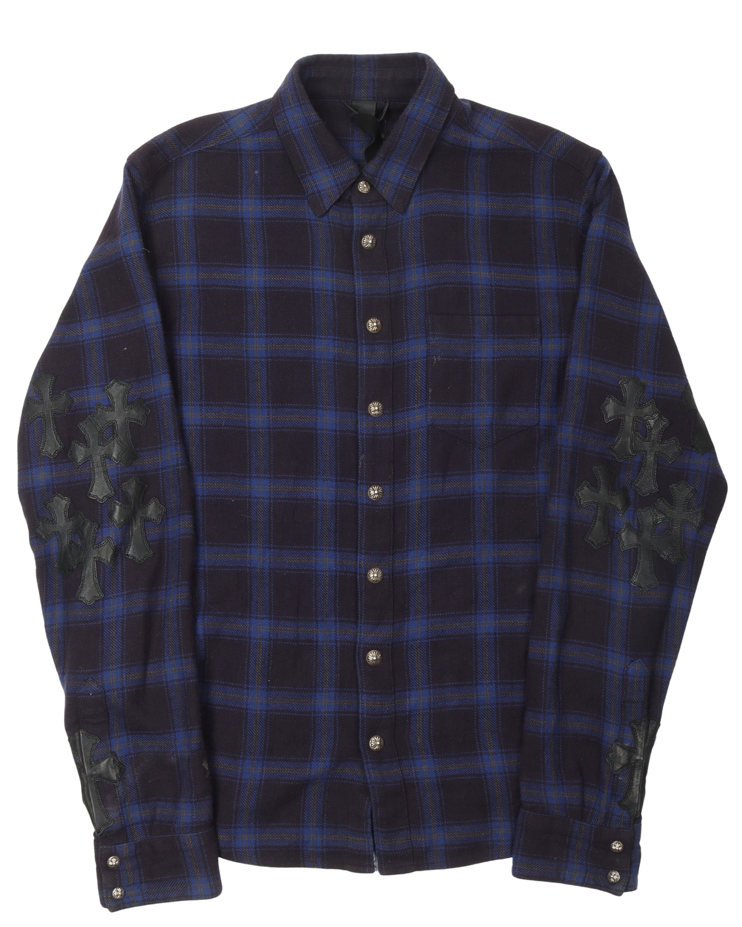 Leather Cross Sleeve Flannel
