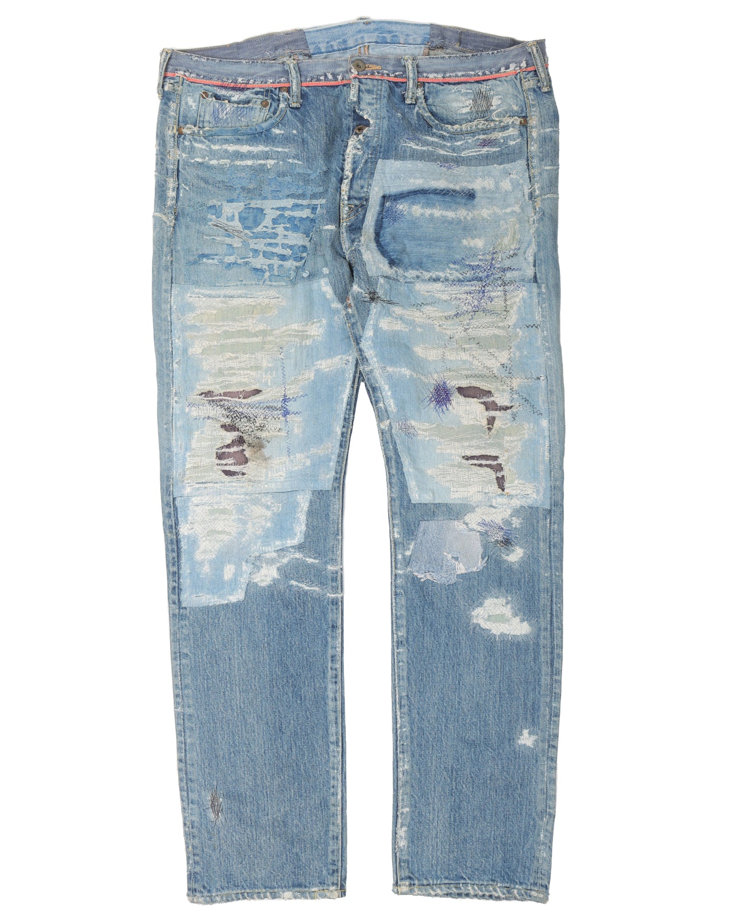 Light Wash Darning Stitch Denim
