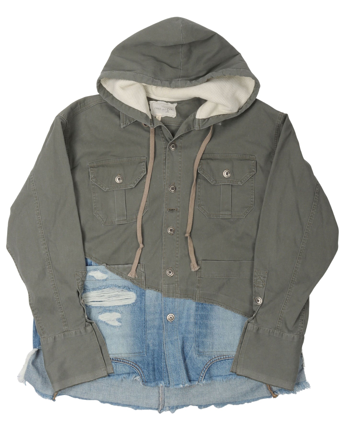 Reconstructed Denim Button Up Hoodie