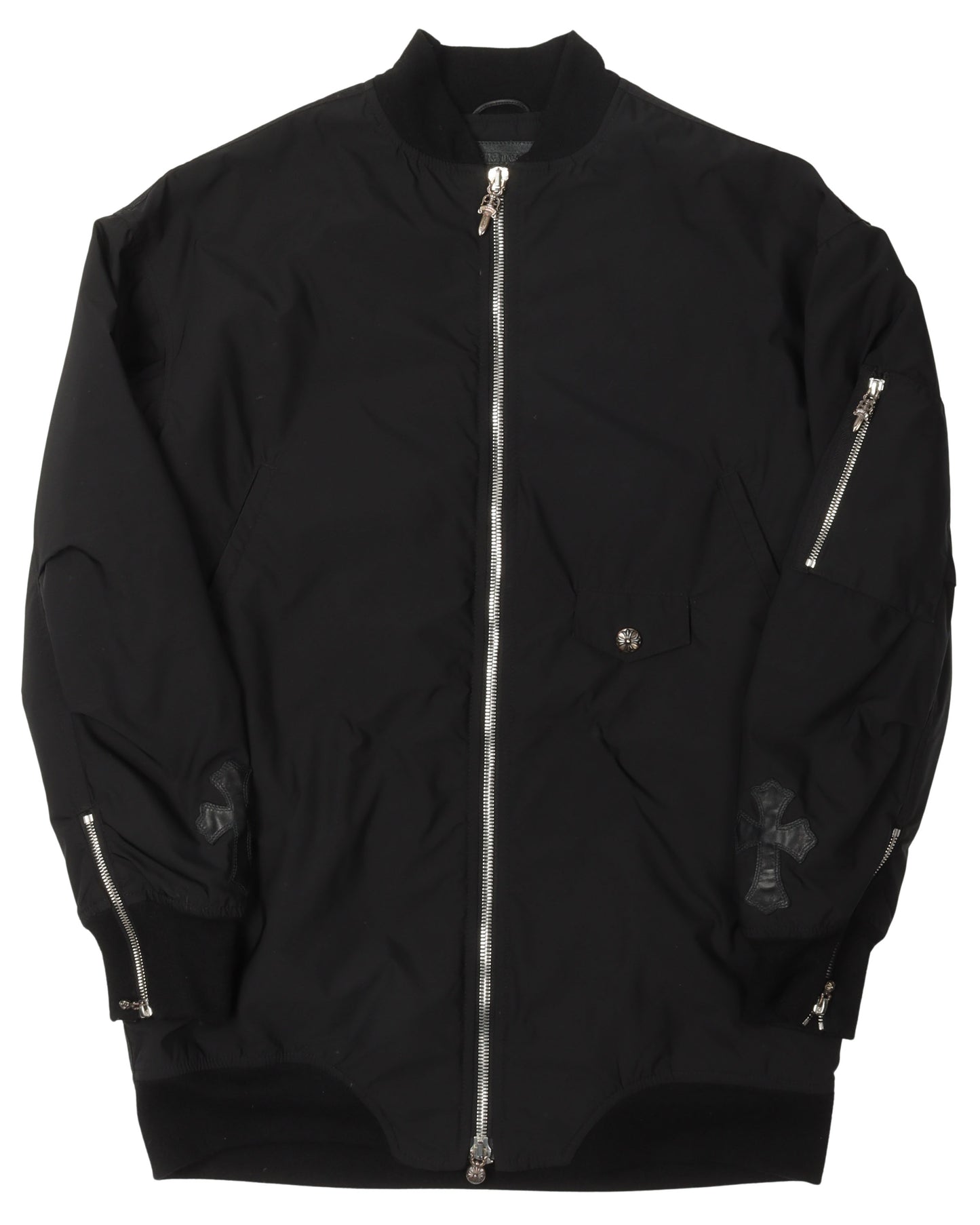 Leather Cross Bomber Jacket