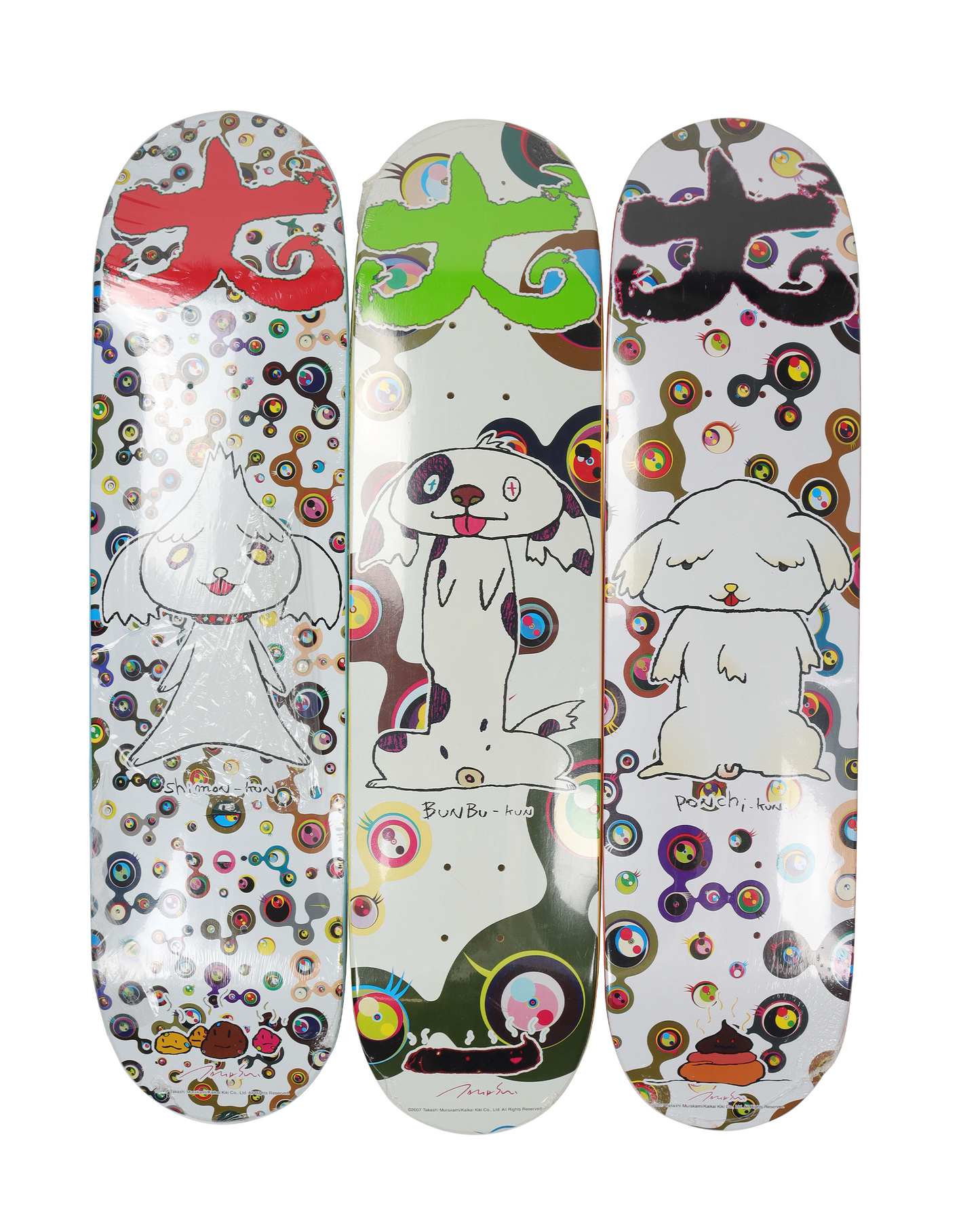Takashi Murakami TRIPTYCH Skate Deck Set of 3 (Signed), 2007