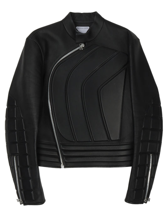 FW19 Runway Padded Leather Biker Jacket