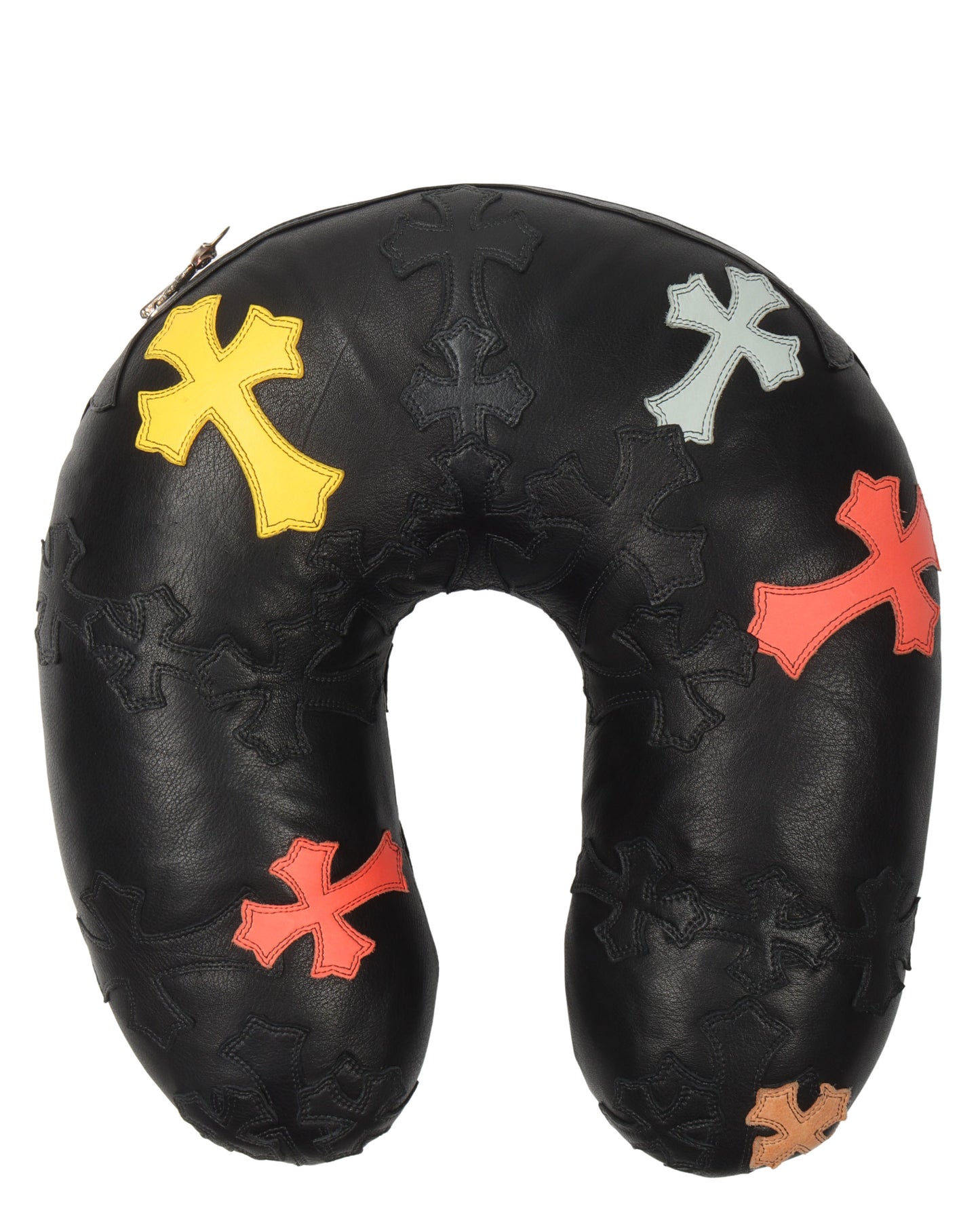 Leather Cross Patch Travel Pillow