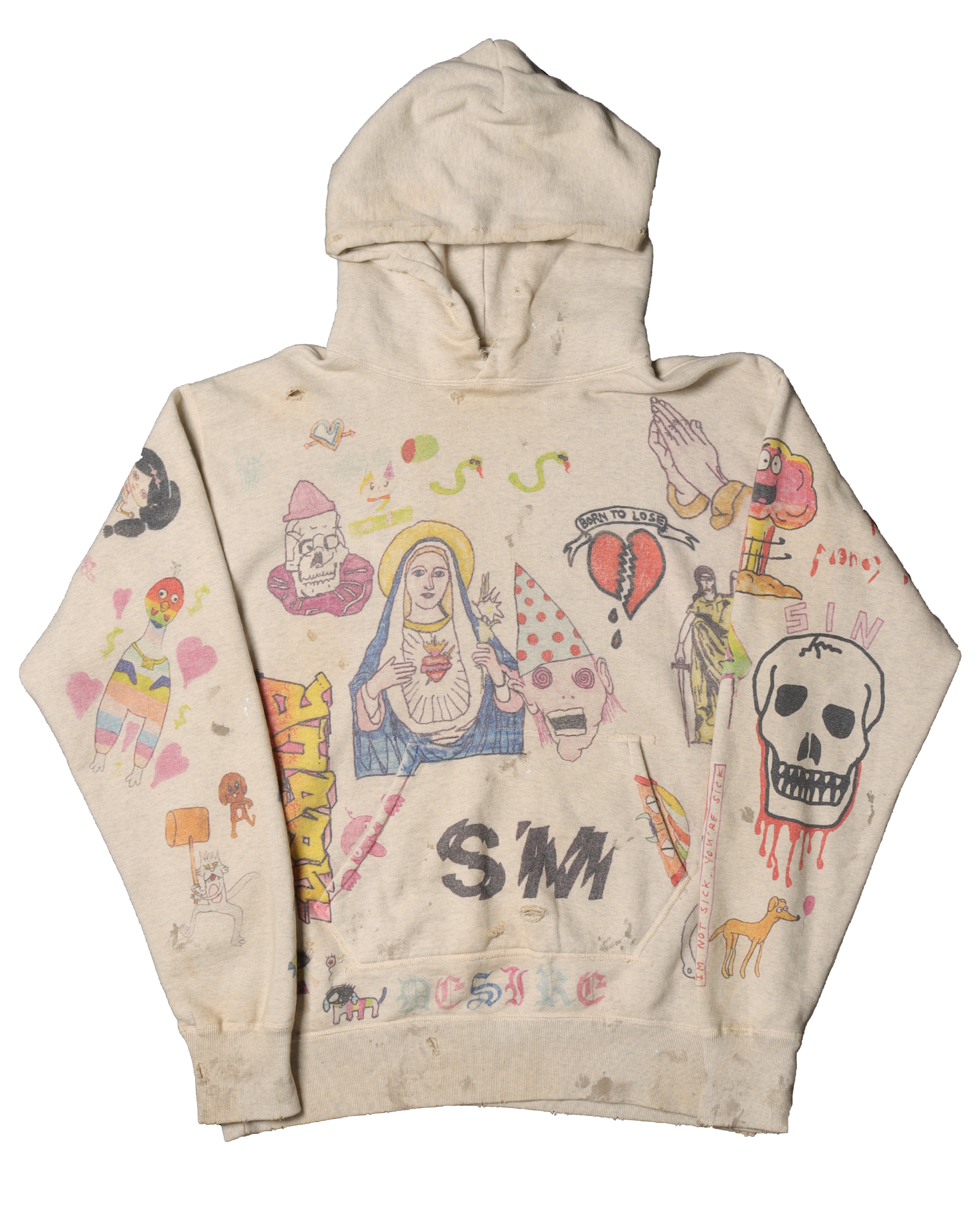 SAINT MICHAEL AGED GRAFFITI HOODIE – OBTAIND