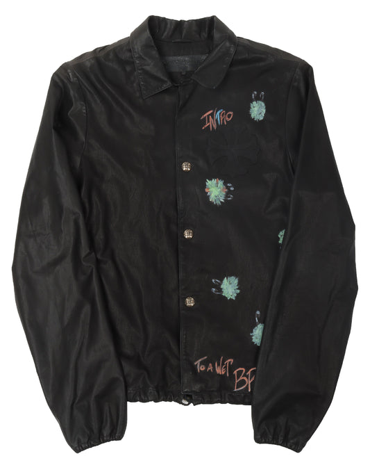 Matty Boy Hand Painted Leather Coach Jacket