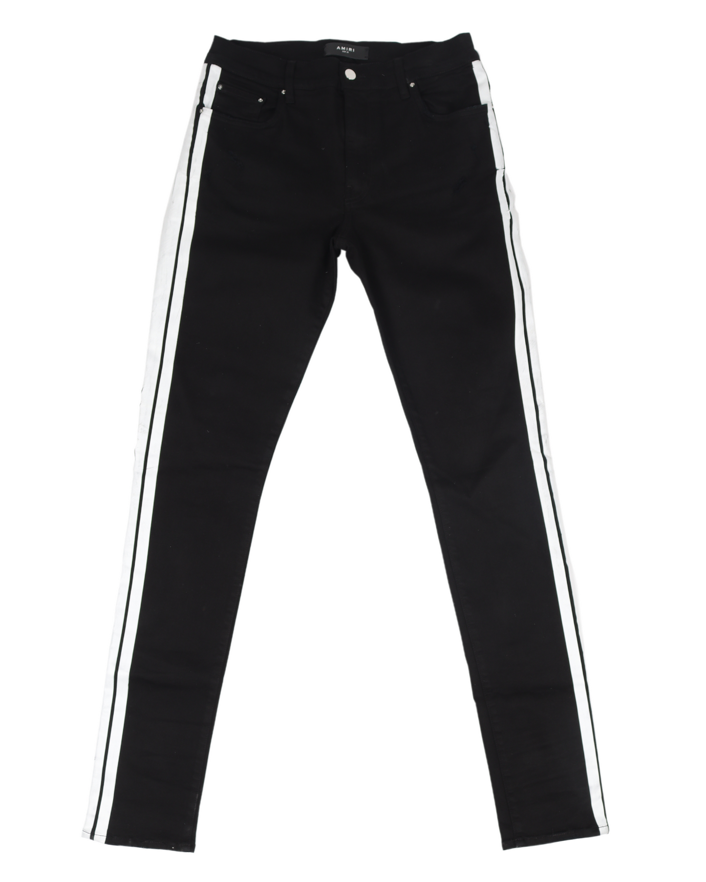 Black Track Denim White Stripes