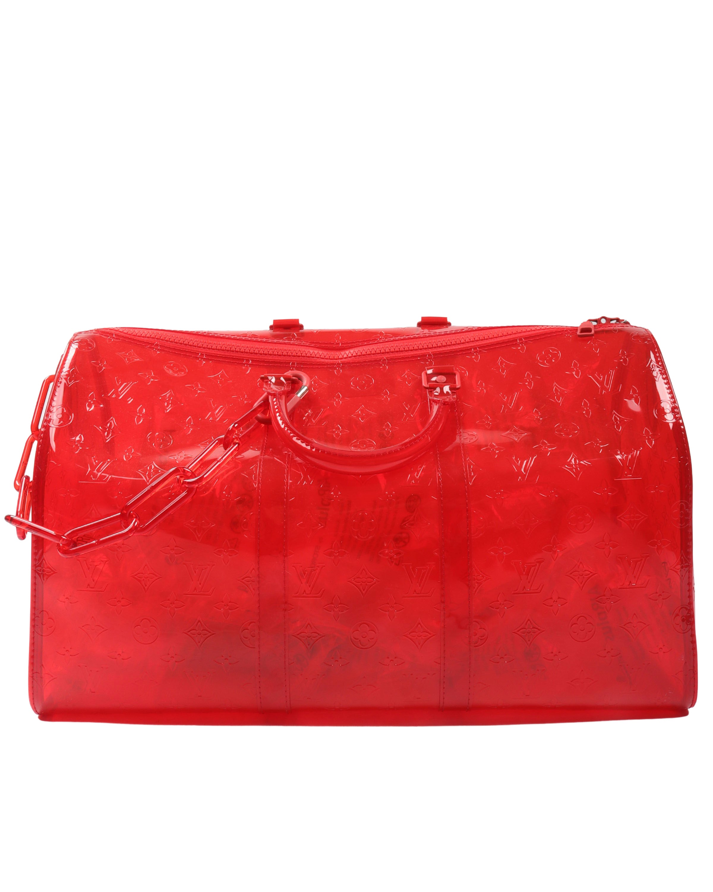 Louis Vuitton Keepall Rgb Clear Ss19 Virgil Abloh Bandouliere 50 870439 Red  Pvc For Sale at 1stDibs