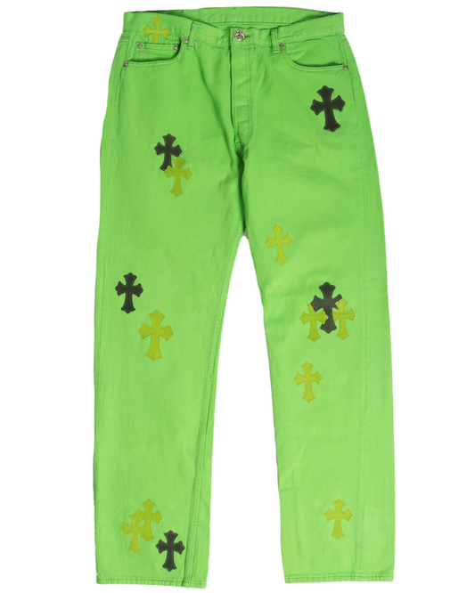 Levi's Cross Patch Denim Sex Records Neon Green