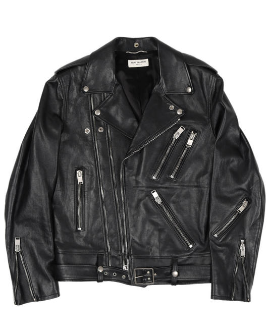 FW13 L17 Double Zip Leather Motorcycle Jacket